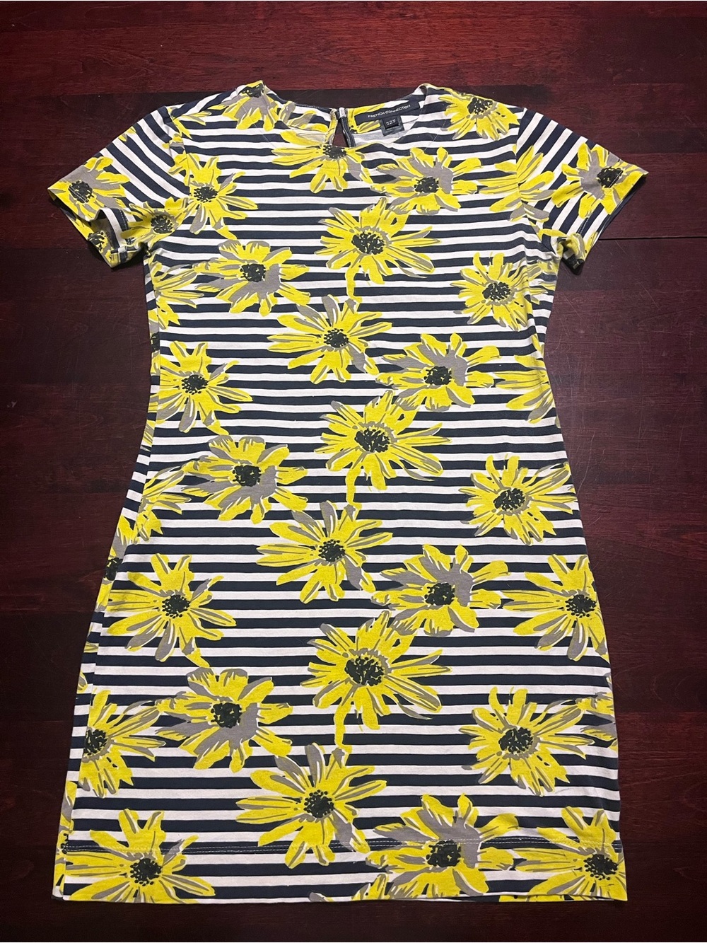 French Connection Yellow Floral Stripe Mini Dress